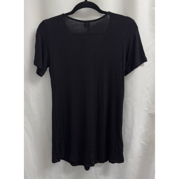 Portocruz Short Sleeve Lace Up Top Women's Size Small Black - Picture 2 of 9